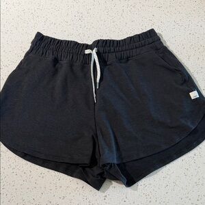 Vuori Women's Charcoal Athletic Shorts with White Drawstring